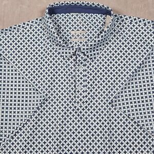 Swannies Golf Polo Shirt Mens 2XL Blue White Geometric Floral Performance